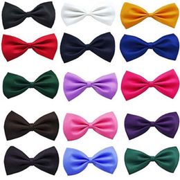 Adjustable Bow Tie Fancy Satin Prom Kids Boys Solid Bowtie Formal Child Plain Wedding Bowties Pre-tied