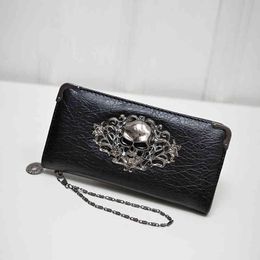 HBP Wallet Women's Long Personalised Wallet Punk Skull Rivet Handbag Wallet Trendy Bag 220815