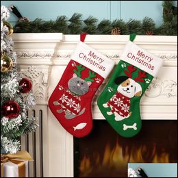 Christmas Decorations Festive Party Supplies Home Garden Ll Creative Cat And Dog Design Xmas Socks Tree Decoration Dhrti