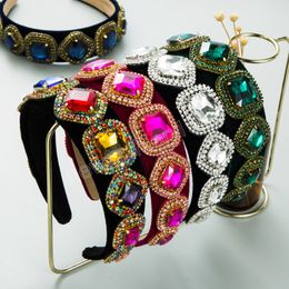 Luxury Shiny Geometric Square Rhinestone Headband Fashion Hair Accessories Women Trend Temperament Party Hairband Headdress