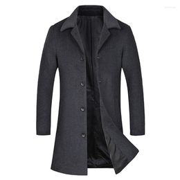 Men's Wool & Blends Blended Jacket Winter Mid-length Business Simple Large Size Slim-fit Coat 5XL Trench Viol22