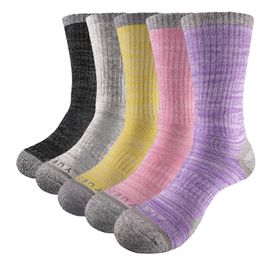 Sports Socks Women Cotton Cushion Crew Outdoor Climbing Walking Hiking Trekking Causal 5 Pairs For Ladies 37-44 EUSports