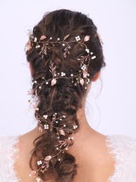 Headpieces Rose Gold Leaves Floral Wedding Accessories Bride Hair VIne Princess Crown Elegant For Women Or GirlHeadpieces