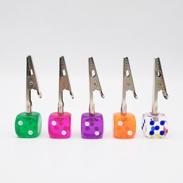 wholesale Portable Colorful Dice Smoking Bracket Clip Support Stand Dry Herb Tobacco Preroll Cigarette Fixed Holder Clamp Tongs DH986