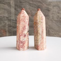 Decorative Objects & Figurines Natural Crystal Column Leopard Stone Single-pointed Six-sided Creative Home Decoration Crafts