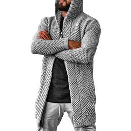 lightweight sweater UK - Men's Hoodies & Sweatshirts Autumn Size Men Lightweight Plus Spring Jacket Cardigan Mid Length Sweaters Sweater Knitwear Hooded Knit Cardiga