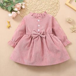 Girl's Dresses 0-3T Baby Girl Dress Toddler Long Sleeve Infant Corduroy Bow Princess Cute Spring Autumn Winter Girls ClothesGirl's