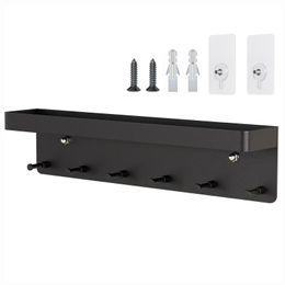 Hooks & Rails Wall Rack Shelf Modern Clothes Storage Hook Towel Coat Hanger Key Chain Glove Box Carbon Steel BlackHooks