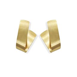 modern earrings for women UK - Stud LWONG Gold Color Oversized Brass Earrings For Women Simple Geometrical Modern Minimalist Earring Studs Statement
