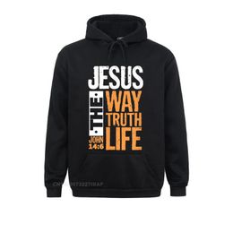 Men's Hoodies & Sweatshirts Jesus The Way Truth Life John Christian Bible Verse Hooded Pullover For Male Comfortable Wholesale Clothes