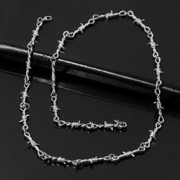 Chains Punk Thorns Chain Necklace Long 70cm Streetwear Barbed Wire Brambles Hip Hop Necklaces For Women Men Harajuku JewelryChains