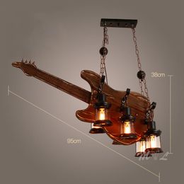 Pendant Lamps Nordic Retro Wood Lamp Guitar Lights Industrial Hanging Bar Restaurant Art Deco Suspension Luminaires E27 FixturesPendant