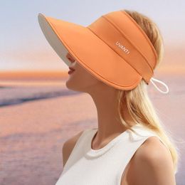 Wide Brim Hats Double-sided Sunscreen Air Top Sunhat Women's Silk Cooling Sun Protection Large Breathable Visor HatWide WideWide