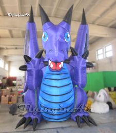 Customised Inflatable Cartoon Evil Flying Dragon Model 4m Blue Air Blow Up Dragon Balloon With Wings For Event