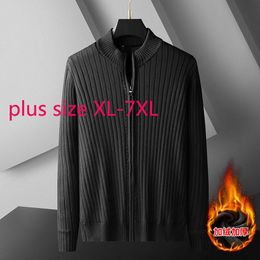 Men's Sweaters Arrival Fashion Super Large Winter Men Oversized Mandarin Collar Cardigan Coat Knitted Casual Velvet Liner Plus Size XL-7XLMe