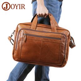 JOYIR Men's Briefcases Genuine Leather 17" Laptop Bag Large Capacity Business Messenger Bags Office Male Tote Travel Handbag 210302