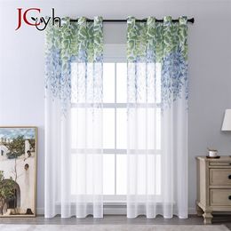 JCYH Wisteria Flower Design Tulle Curtain for Living Room Bedroom Window Sheer Home Decor Light Filtering Custom Size 220511
