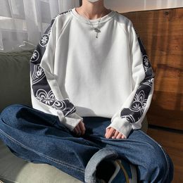 Hybskr Cashew Printed Round Neck Men Hoodies Harajuku Oversize Autumn Male Casual Sweatshirts Streetwear Unisex Pullovers 220816