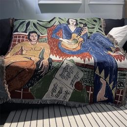 Casual Blankets Carpet Decoration Guitar woman Matisse Carpet Sofa Leisure Carpet Single Tapestry Sofa Blanket Throw Blankets 220517