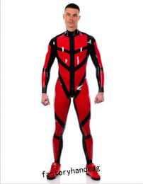 Mens Sexy Turbo Boost Catsuit Costumes Wetlook pvc faux Leather back 3-ways Zipper to front crotch leotard Clubwear Bodysuit