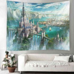 Castle Tapestry Beautiful Dreamy Bohemian Hippie Wall Mounting Living Room Dormitory Decoration Carpet J220804