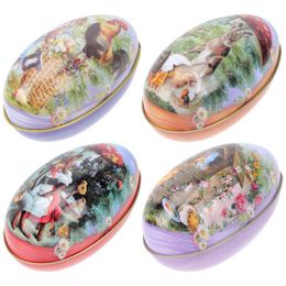 Gift Wrap 4pcs Easter Egg Candy Boxes Decorative Tinplate Metal Party Packaging 11.5x7x7cmGift WrapGift