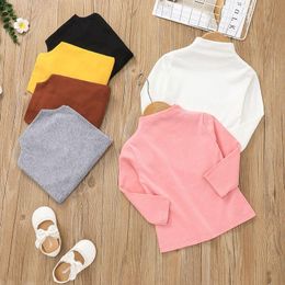 Candy Colour Baby Girl Cotton Shirts Long Sleeve Solid Toddler Princess Undershirts Fall Spring Kids Clothes 6 Colours