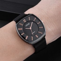 Men's Quartz Watch Arabic Numeral Glass Surface for Men Stainless Steel Mesh Strap 2022 New Wristwatch