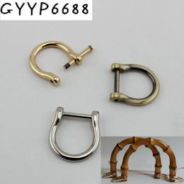 10pcs 16mm 19mm Screw D ring Natural bamboo handles for bags replacement,retro hand made knit bag handbags Hardware Accessories 220325