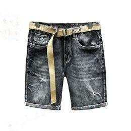 Denim Fashion Summer Zipper Hole Pantaloni slim fit Hip Hop Pantaloncini da uomo Jeans vintage