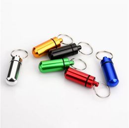 Mini Portable Pill Boxes Keychains Medicine Vitamin Holder Case Waterproof Small Aluminium Pills Cases Bottle Little Cute Metal Pill Box