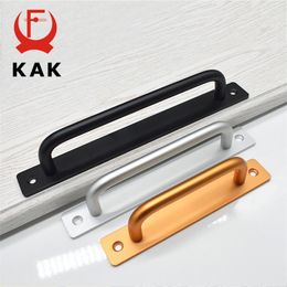 KAK Black Door Handles Aluminium Alloy Kitchen Door Pulls Balcony Bedroom Silver White Furniture Handle Door Hardware 201013