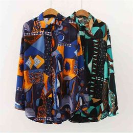 spring summer fashion women blouses shirts harajuku oil painting tops long sleeve loose shirts Blusas Mujer 210702