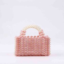 Abendtaschen Elegante Perlenperlen Damenhandtasche Luxusperlen gewebt Party für Hochzeit Geldbörse Kleine Box Tote 2022 Clutch 220507