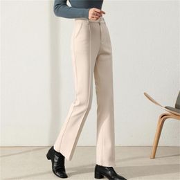 Women's Pants & Capris HziriP Beige Wide Leg Women S-2XL Chic Autumn Woolen Casual Office Lady 2022 Work Wear Warm Plus Size Full Length Tro