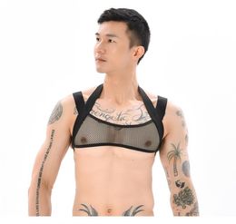 Bras Sets Men Sexy Body Shapers Muscle Crop Tank Top Nightclub Erotic Tops Fishnet Mesh Vest Gay Clubwear Performance Clothing