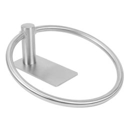 Hooks & Rails Towel Ring/Hand Holder - Self Adhesive Round Rack Black Hand Bar For Bathroom Stainless SteelHooks