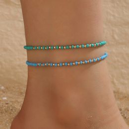 2022 Colourful Rope Anklets for Women Men Handmade Beaded Foot Chain Adjustable Bohemian Jewellery Accessories 4pcs/sets