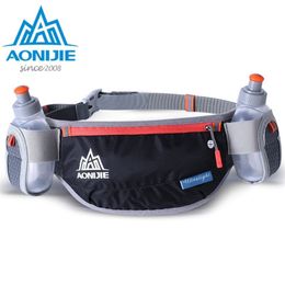 AONIJIE Men Women Running Waist Bag Hydration Belt Bottle Waterproof Jogging Fanny Packs Pack with Two Water 250ml 220520