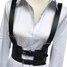 Women Fashion sexy Goth Leather Harness Body Bondage Belt Cage Sculpting elastic Leather Waist Belt chest belt slim body T200327