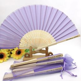 50PCS Event Party Favors Custom Printing Name&Date Wedding Hand Folding Fan in Organza Bag Personalized Gift