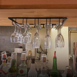 Iron Wall Mount Wine Glass Hanging Holder Goblet Stemware Storage Organiser Rack 220509