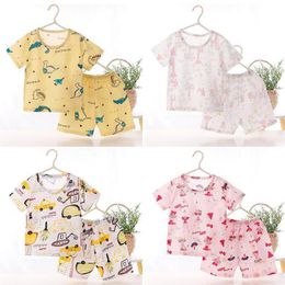 Clothing Sets Cotton Children's Baby Boys Girls Summer Short-sleeved Shorts 2pcs Kids Air-conditioned Clothes SuitClothing