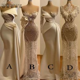 Stylish Women Evening Dresses Formal Mermaid Appliques Satin Long Robe de soriee Party Gowns Vestidos Custom Made BES121
