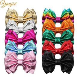 10pcs/lot 6" Double Layer Metallic Bullet Fabric Hair Bow Barrette Handmade DIY Hair Accessories For Girl Hair Clip LJ201226