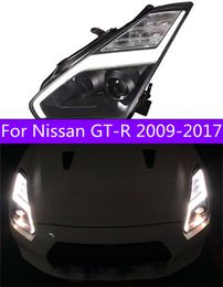 Headlights All LED for Nissan GT-R 2009-20 17 GTR LED Headlight DRL Angel Eye Hid Bi Xenon Daytime Running Lights Replacement