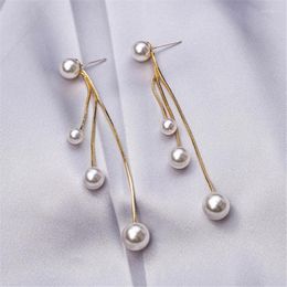 Fashion S925 Needle Small Jewelry Earrings Wild Temperament Female Heart-shaped Pearl Atmospheric Dangle & Chandelier