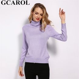 GCAROL New Women Turtleneck 30% Wool Slim Sweater Fall Winter Candy Jumper Bright Knit Pullover Streetwear Plus Size 3XL 210203
