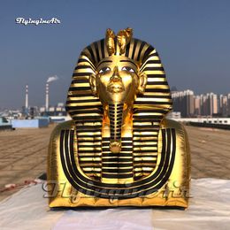 Gold Inflatable Pharaoh Statue 3m/6m Ancient Egypt Sculpture Air Blow Up Tutankhamun Golden Mask Replica For Park And Parade Event