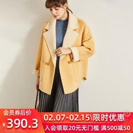 Women's Wool & Blends Korean High End Winter 2022 Loose Short Double Faced Woolen Coat Suit Cloth Zero Cashmere Bery22